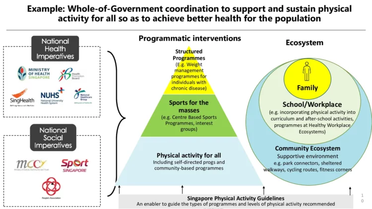 Whole-of-government coordination to support and sustain physical activity for all so as to achieve better health for the population