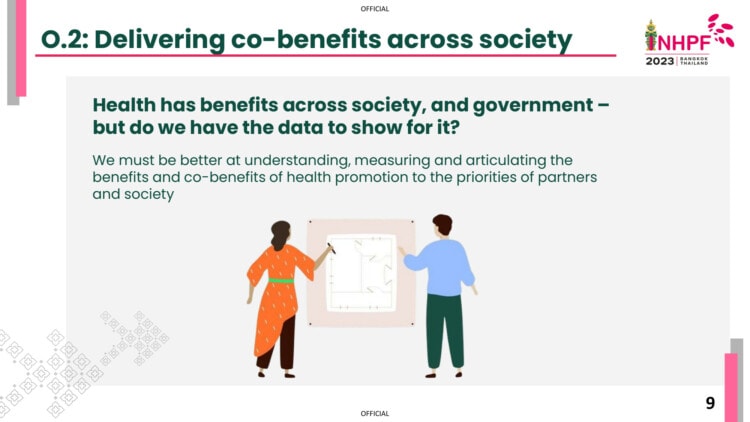 Delivering co-benefits across society, Health Promotion