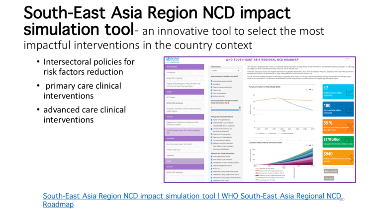 South-East  Asia region NCD impacts simulation tools, Health Promotion
